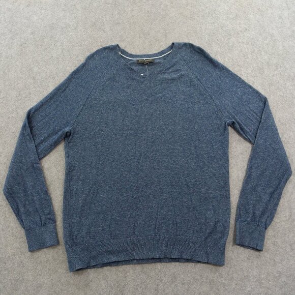 Banana Republic Sweater Mens Large Blue Pullover V-Neck Knit Long Sleeve - Picture 1 of 14
